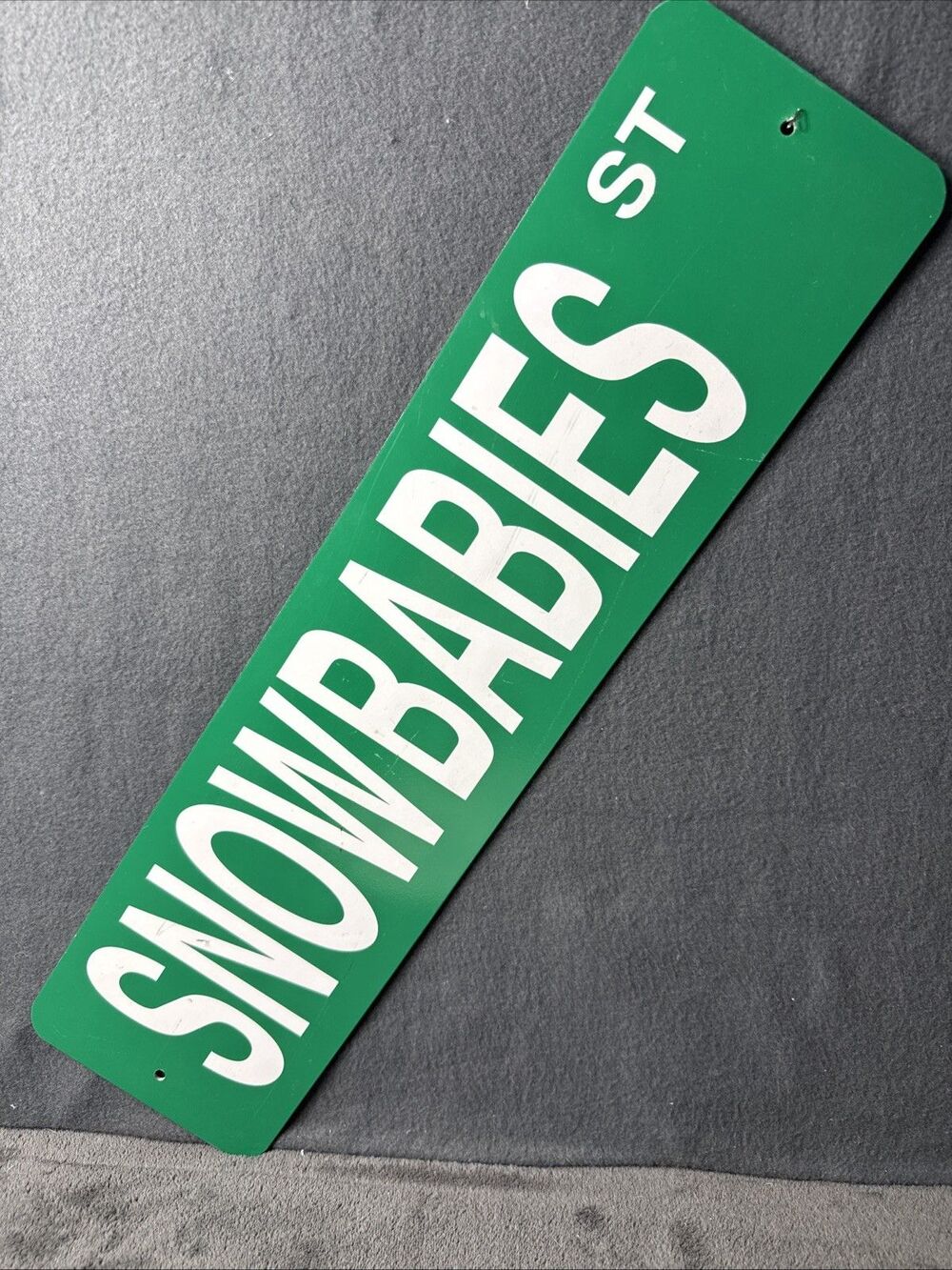 Vintage Green Metal Street Sign Snowbabies St Heavy Duty Custom Wall Decor 24"